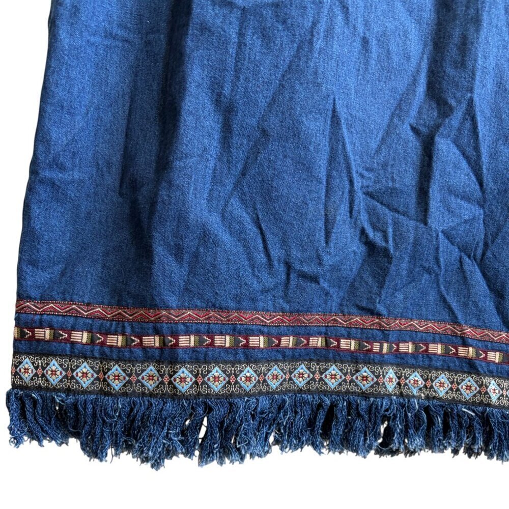 NWT! 90s Long Denim Wrap Skirt Vintage Embroidered Jean Skirt Western Boho 20W - Picture 3 of 9